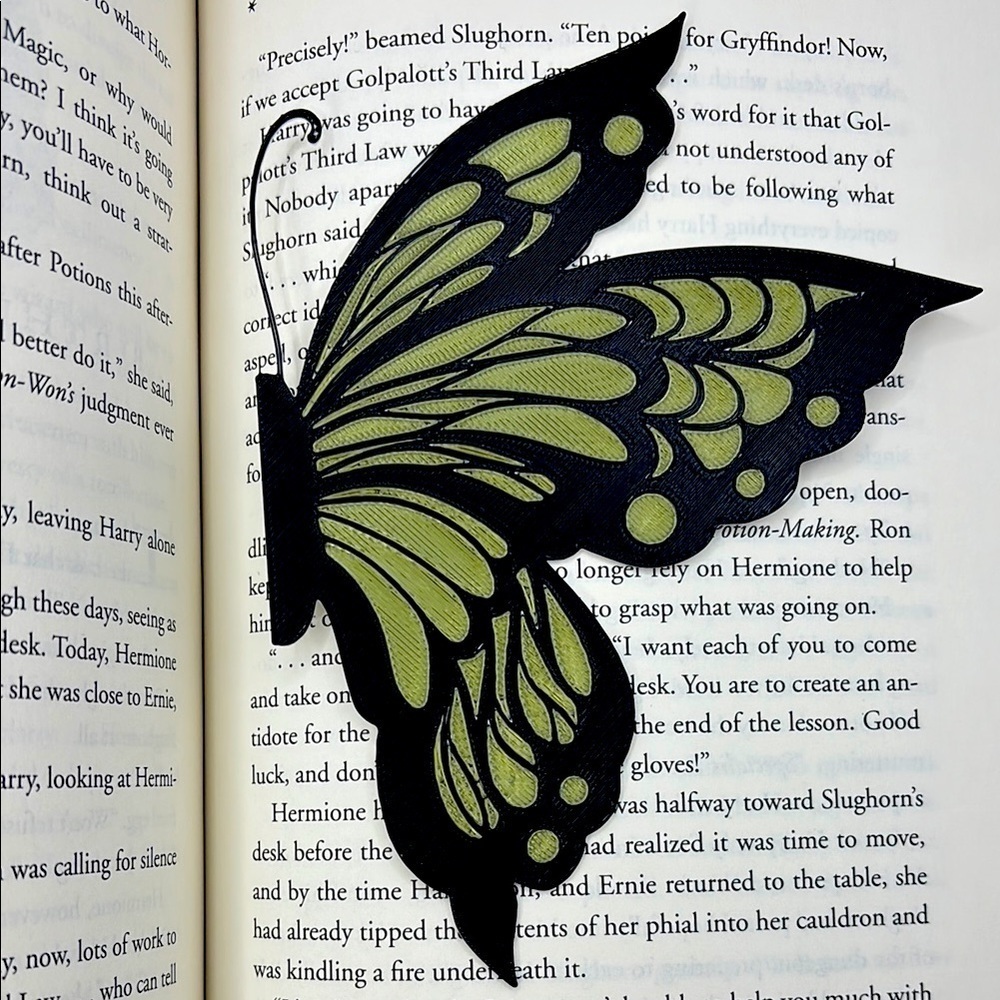 Black and Green 3D Printed Butterfly Bookmark